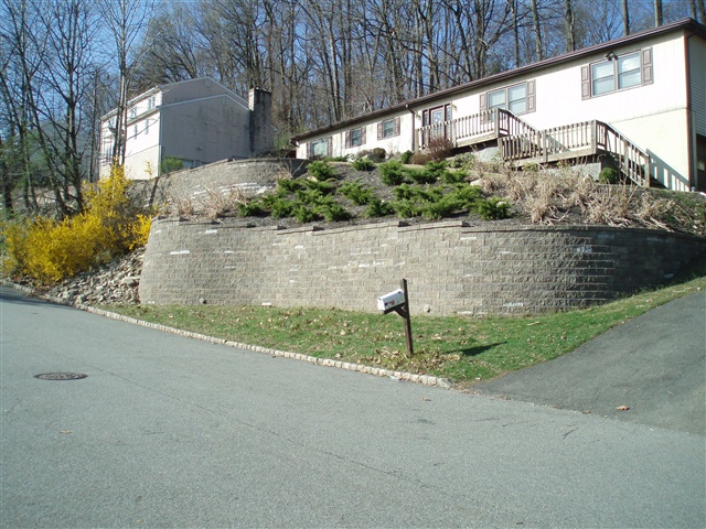 completed retaining wall