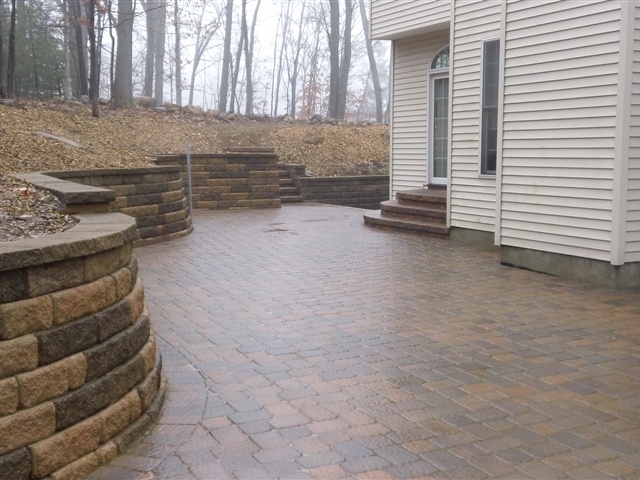 home patio building with retaining walls