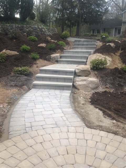 paver walkway with steps