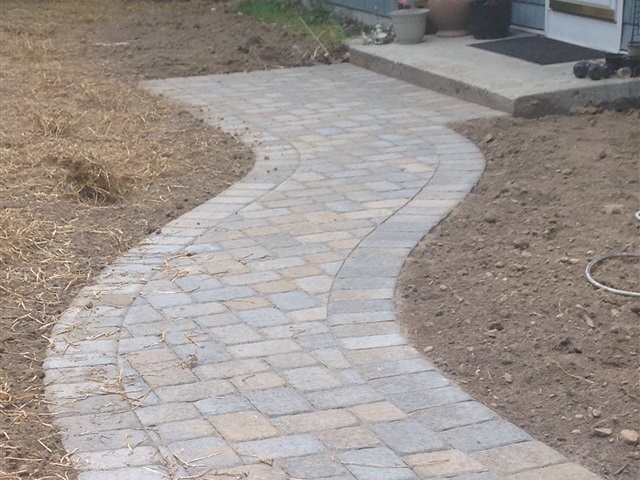 newly installed paver walkway